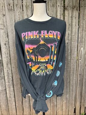 Daydreamer Pink Floyd Pompeii Long Sleeve Crop Tee Vintage Black L